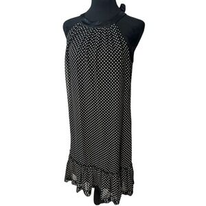 Jonathan Martin Dress Polka Dot Halter Ruffled Hem Summer Cocktail Party Black 6
